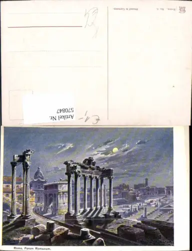 570847,Künstler Ak F. Perlberg Forum Romanum Ruine Tempel b. Mondschein Rom Roma Italy