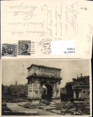 570852,Rom Roma Arco di Tito e Foro Romano Ruine Antike Tempelanlage Triumphbogen Italy