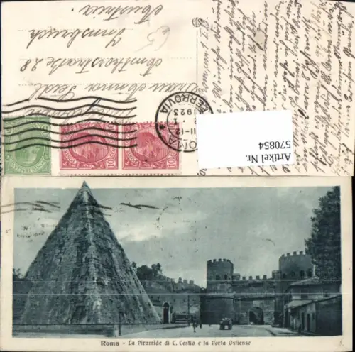 570854,Rom Roma La Piramide di C. Cestio e la Porta Ostiense Pyramide Italy