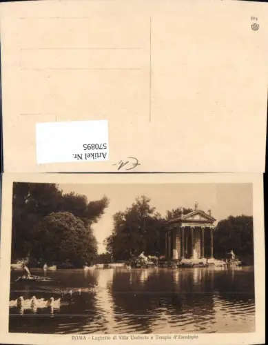 570895,Italy Roma Rom Laghetto di Villa Umberto e Tempio d Esculapio Tempel Schwan Boot