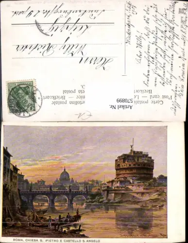 570899,Künstler Ak F. Perlberg Italy Roma Rom Chiesa S. Pietro e Castello S. Angelo Petersdom Brücke