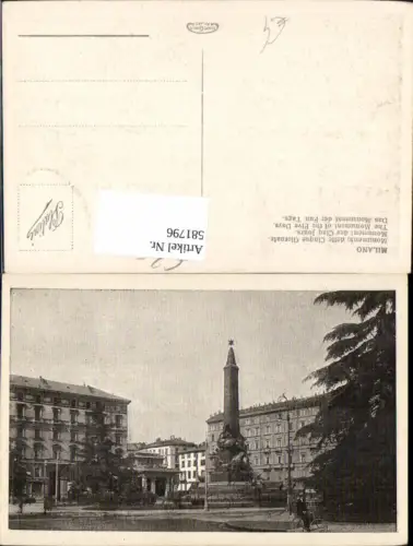 581796,Italy Milano Mailand Monumento delle Cinque Giornate Monument Obelisk