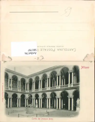 581797,Italy Milano Mailand Cortile del Palazzo Brera Arkaden Innenhof Statue