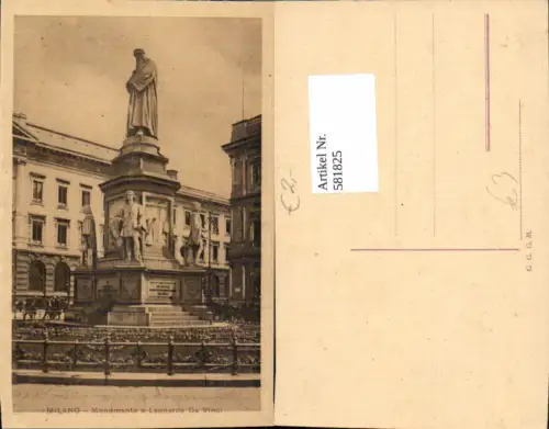 581825,Italy Milano Mailand Monumento a Leonardo Da Vinci Statue