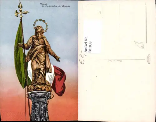 581833,Italy Milano Mailand La Madonnina del Duomo Dom Statue Patriotik