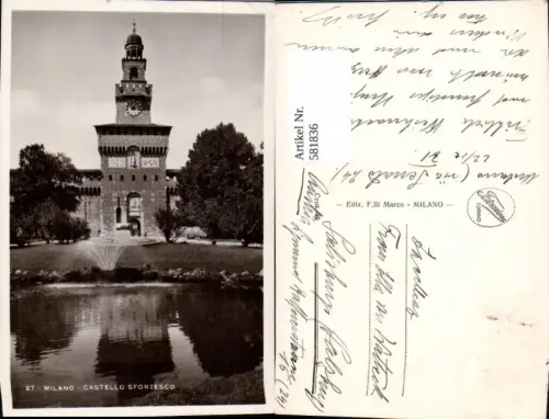 581836,Italy Milano Mailand Castello Sforzecso Springbrunnen