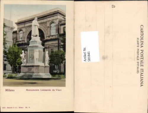 581841,Italy Milano Mailand Monumento Leonardo da Vinci Statue