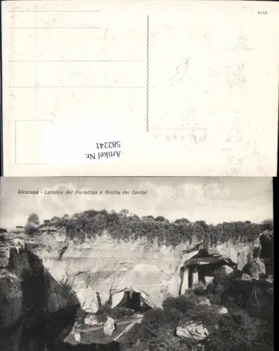582241,Foto Ak Siracusa Syrakus Italy Latomia del Paradiso e Grotta die Cordai Steinbruch Höhle