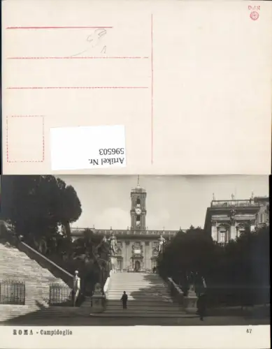 596503,Foto Ak Rom Roma Campidoglio Uhr Uhrturm Stufen Italy pub NPG 47