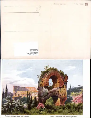 596505,Künstler Ak F. Perlberg Rom Roma Colosseo Colosseum v. Palatin gesehen Italy