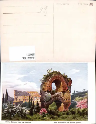 596511,Künstler Ak F. Perlberg Rom Roma Colosseo Colosseum v. Palatin gesehen Italy