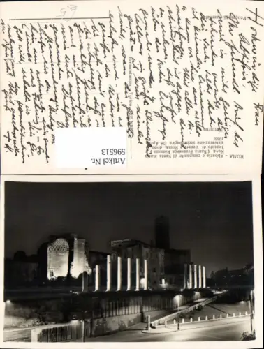 596513,Foto Ak Rom Roma Abbazia e campanile di Santa Maria Nova b. Nacht Italy