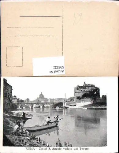 596522,Rom Roma Castel S. Angelo veduto dal Tevere Boot Brücke Italy