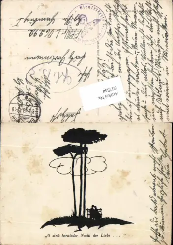607544,Künstler AK Scherenschnitt Silhouette Lenz und Liebe Karte 5