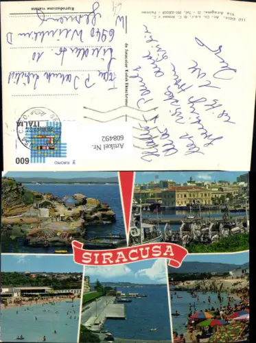 608492,Mehrbild Ak Siracusa Strand Strandleben Italy