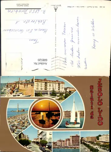 608520,Mehrbild Ak Saluti da Jesolo Lido Strand Strandleben Segelboot Italy