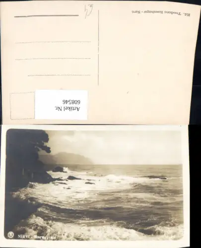 608546,Foto Ak Nervi Mareggiata Brandung Italy