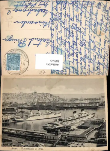 608575,Italy Genova Genua Transatlantici in Poro Schiff Dampfer Hochseedampfer Hafen