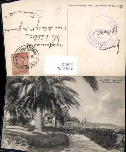 608613,Italy San Remo Parco del Miramare Palace Palme