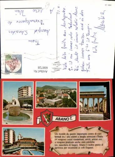 608728,Mehrbild Ak Abano T. Montegrotto Terme La Citta Fumante Italy