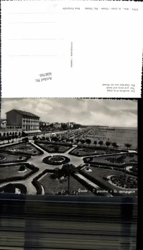 608766,Foto Ak Grado I giardini e la spiaggia Garten Strand Italy