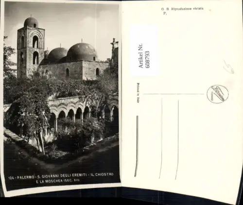 608793,Foto Ak Palermo S. Giovanni degli Eremiti Il Chiostro e la Moschea Kloster Kirche Moschee Italy