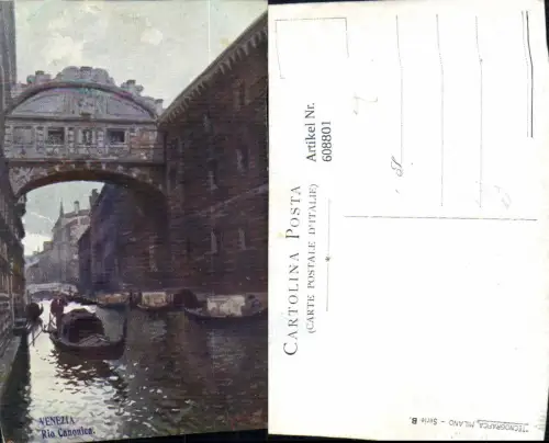 608801,Künstler Ak Italy Venezia Venedig Rio Canonica Brücke Gondel