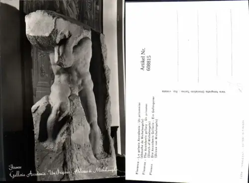 608815,Foto Ak Firenze Galleria Accademia Un Prigione Michelangelo Ein Gefangener Statue Italy