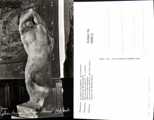 608816,Foto Ak Firenze Galleria Accademia Un Prigione Michelangelo Ein Gefangener Statue Italy