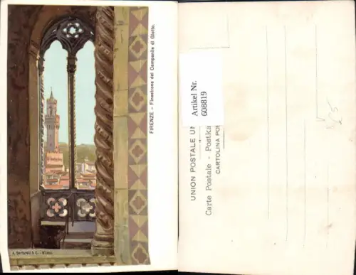 608819,Künstler Ak Firenze Florenz Finestrone del Campanile di Giotto Italy pub A. Bertarelli Co