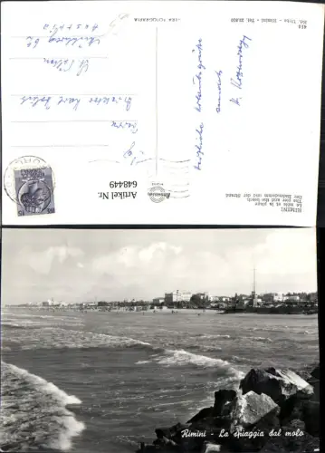 648449,Foto Ak Rimini Le mole et la plage Hafendamm Italy