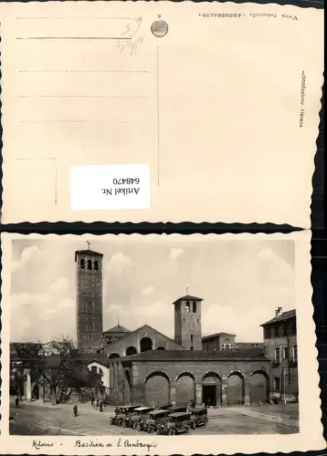 648470,Foto Ak Milano Mailand Basilica di Sant’Ambrogio Auto Italy