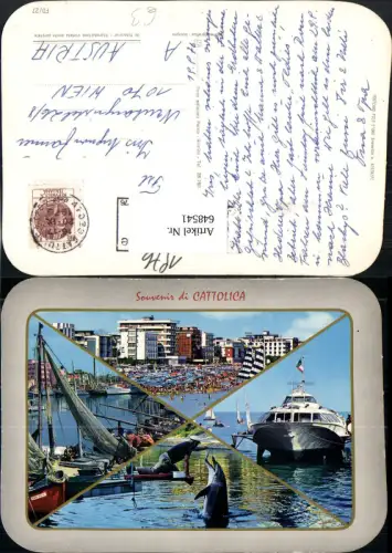 648541,Mehrbild Ak Souvenir di Cattolica Delfin Boot Strandleben Italy