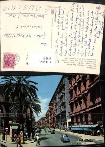 648544,Palermo Via Roma e Piazzetta Due Palme Palmen Italy