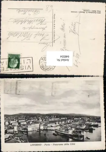 648554,Foto Ak Livorno Porto Panorama della Citta Hafen Schiffe Dampfer Italy