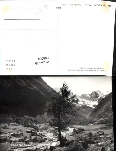 648560,Foto Ak Cogne Le hameau de Valnotey au fond le Grand Paradis Italy