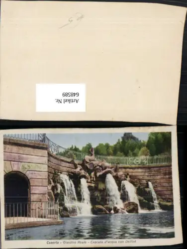 648589,Caserta Giardino Reale Cascata d acquq con Delfini Brunnen Italy