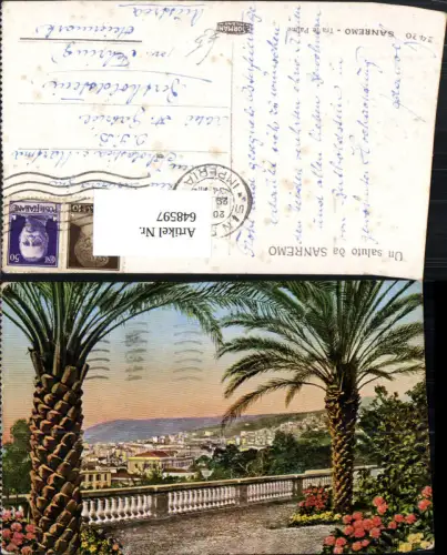 648597,Un saluto da Sanremo Tra le Palme Palmen Italy