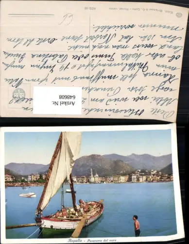 648608,Rapallo Panorama dal mare Segelboot Italy