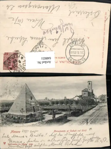 648651,Novara Monumento ai Caduti nel 1849 Pyramide Italy pub Dr. Trenkler Co 16823