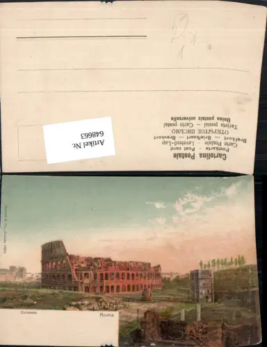 648663,Künstler Ak Roma Rom Colosseo Kolosseum Italy pub Stengel Co 19954