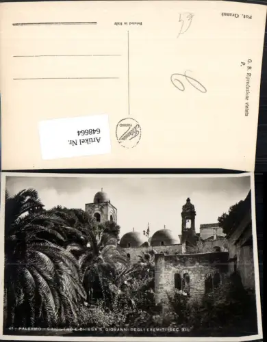 648664,Foto Ak Palermo Chiostro e Chiesa S. Giovanni degli Eremiti Italy