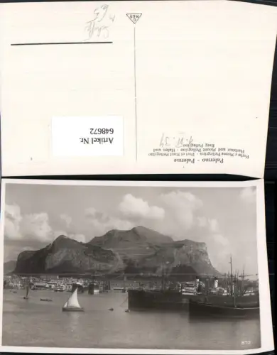 648672,Palermo Palerme Porto d Monte Pellegrino Hafen Schiffe Dampfer Segelboot Italy