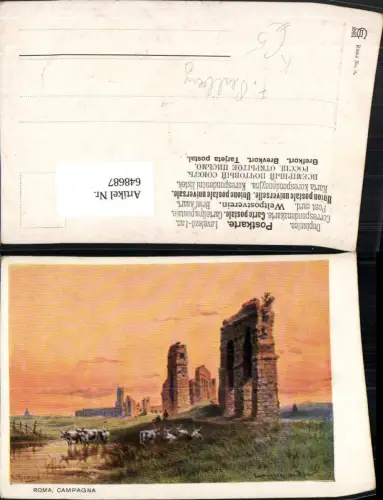 648687,Künstler Ak F. Perlberg Roma Rom Campagna Kühe Rinder Italy