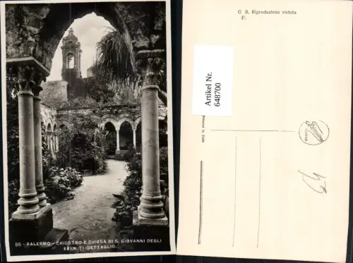 648700,Foto Ak Palermo Chiostro e Chiesa di S. Giovanni degli Eremiti Italy