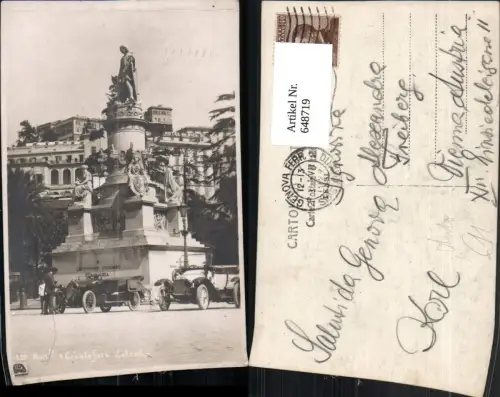 648719,Foto Ak Genova Genua Monumento di Cristoforo Colombo Automobile Italy