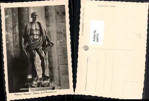 648773,Foto Ak Milano Mailand Duomo Dom Statua di s. Bartolomeo Italy