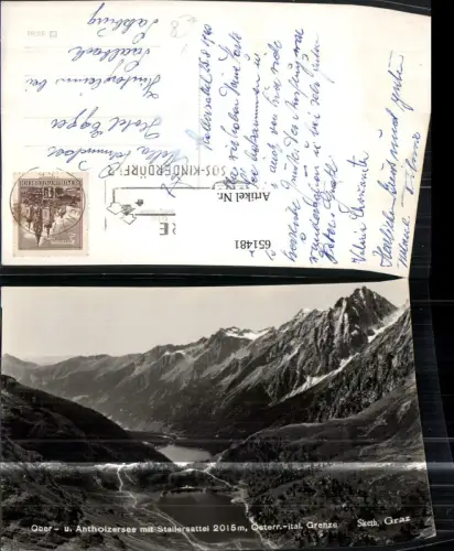 651481,Foto Ak Rasen-Antholz Ober- u. Antholzersee m. Stallersattel pub Sketh