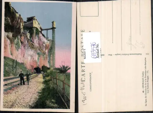 653576,Grimaldi Italia La ligne du Chemin de fer a la Frontiere italo-francaise Grenze Italy