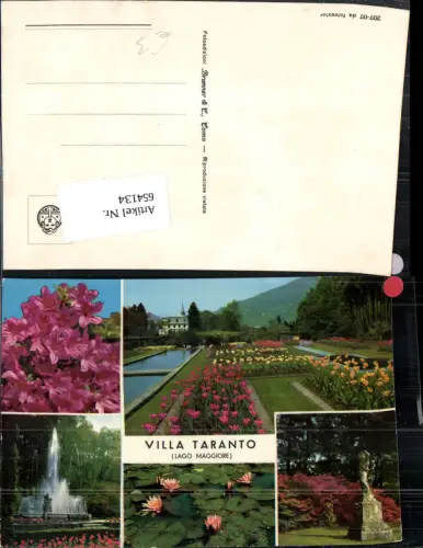 654134,Mehrbild Ak Villa Taranto Lago Maggiore Blumen Springbrunnen Italy